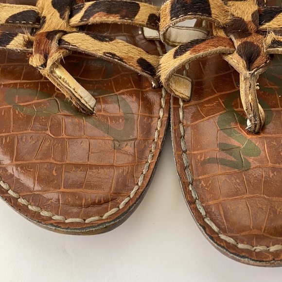 SAM EDELMAN GARLAND Leopard Leather Sandals s8 - Picture 3 of 10